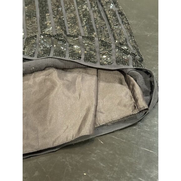 Aidan Mattox Black Sequin Silk Mini Dress Cocktail Party Dress Womens size 4 - Picture 9 of 12